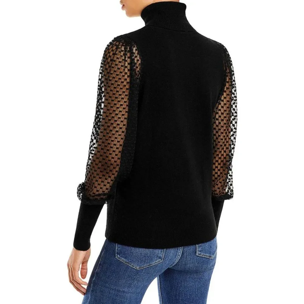 Private Label Womens Black Cashmere Pullover Turtleneck Sweater Top NWT_2